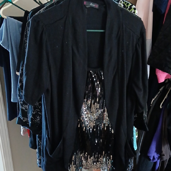 Heart Soul Black Sequin Blouse - Picture 1 of 1